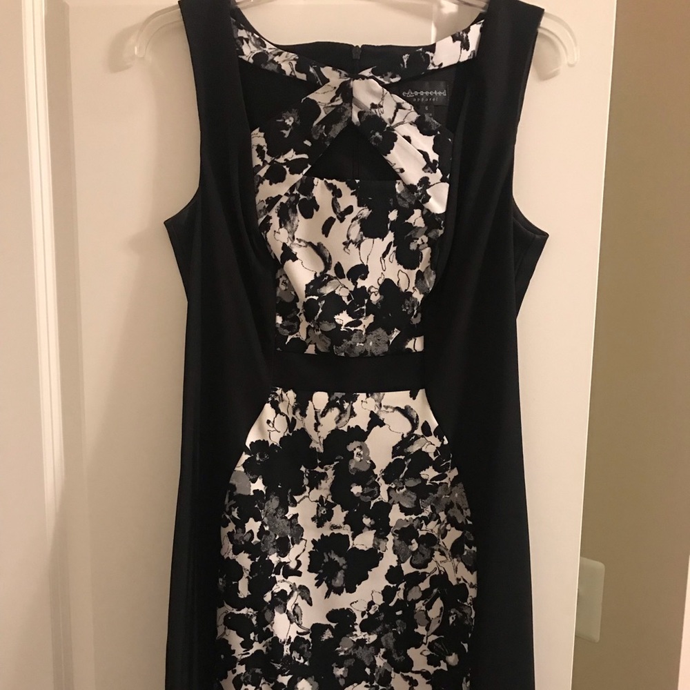 Black floral a-line dress